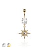 316L SURGICAL STEEL MULTI CZ STARBURST BELLY BUTTON NAVEL RING 